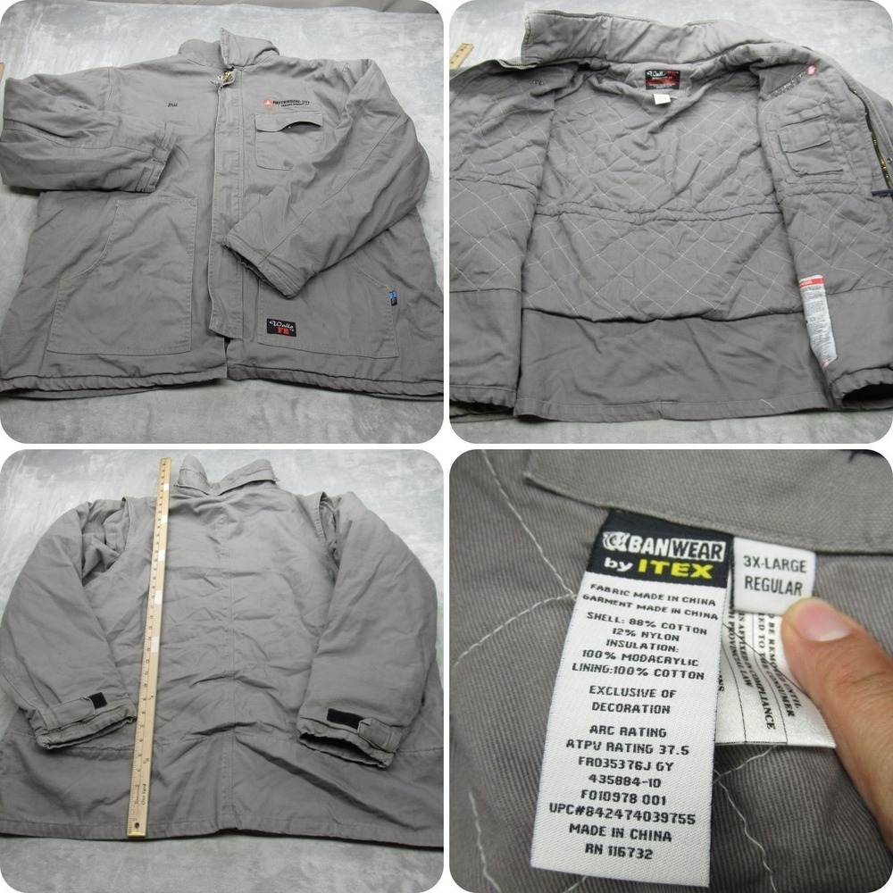 Walls‎ FR Jacket Mens 3XL Gray Canvas Flame Resistant Quilt Lined Insulated Work